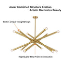 Modern Sputnik 12-Light Gold Semi-Flush Mount Ceiling Light