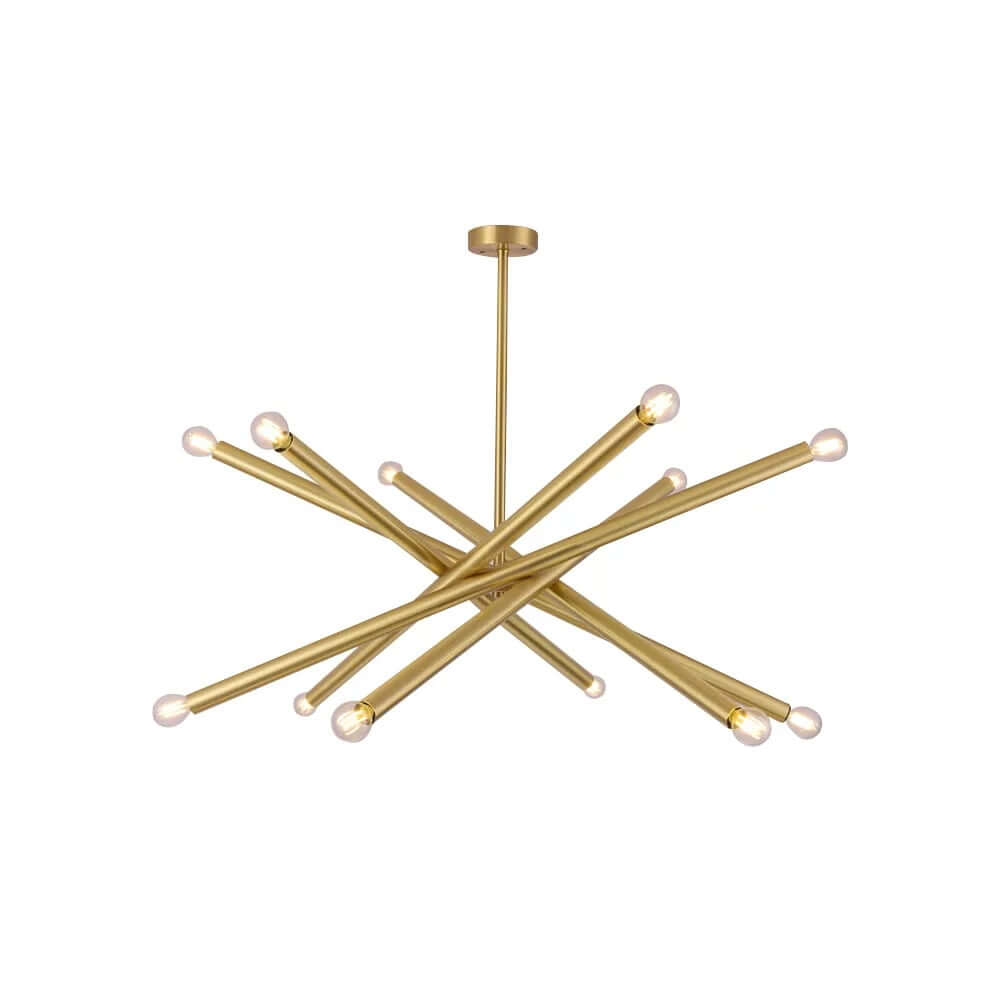 Modern Sputnik 12-Light Gold Semi-Flush Mount Ceiling Light