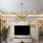 Modern Sputnik 12-Light Gold Semi-Flush Mount Ceiling Light Main Product Image