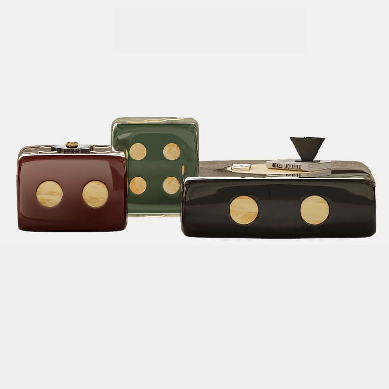 Modern Square Coffee Table Set with Artistic Dice Design
