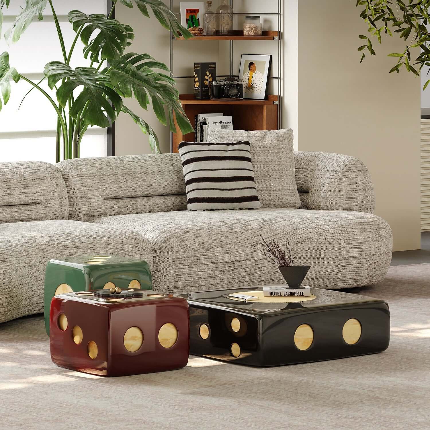 Modern Square Coffee Table Set with Artistic Dice Design Main Product Image Hauptbild