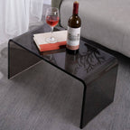 Modern Square Lucite C-Table in Black, Tan & Clear