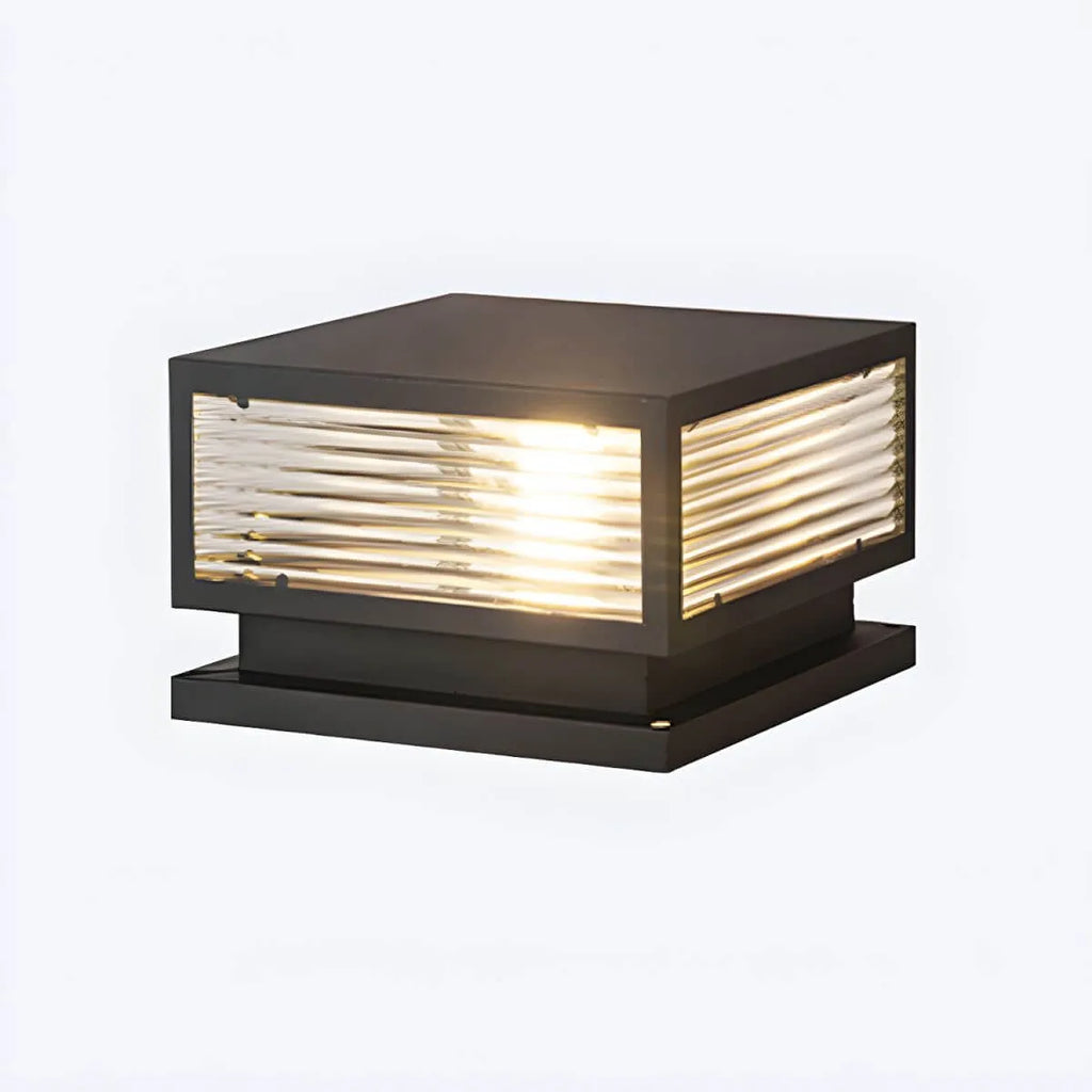 Modern Square Metal Outdoor Pillar Lamp – Waterproof Tabletop Light