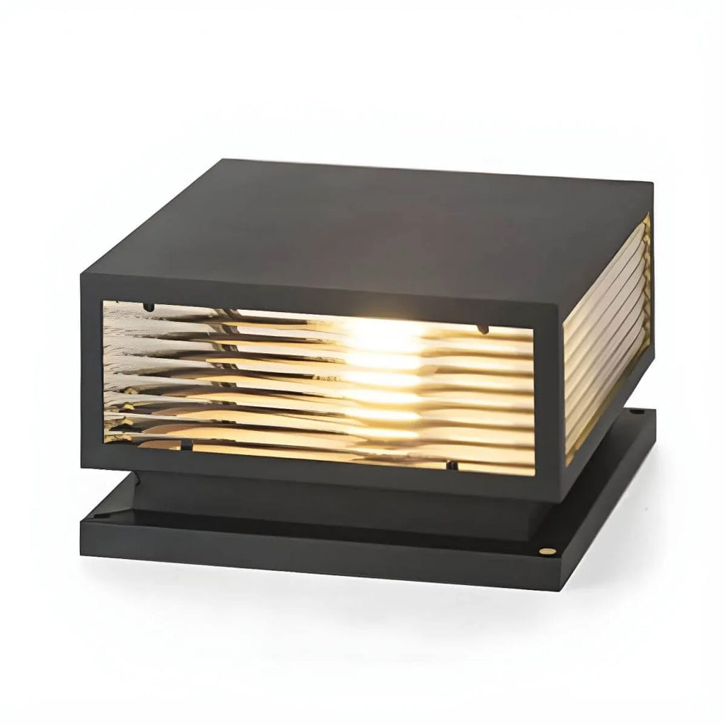 Modern Square Metal Outdoor Pillar Lamp – Waterproof Tabletop Light
