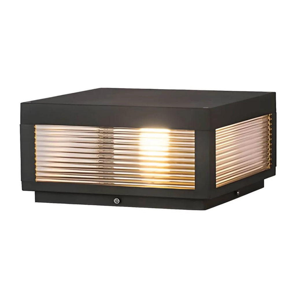 Modern Square Metal Outdoor Pillar Lamp – Waterproof Tabletop Light