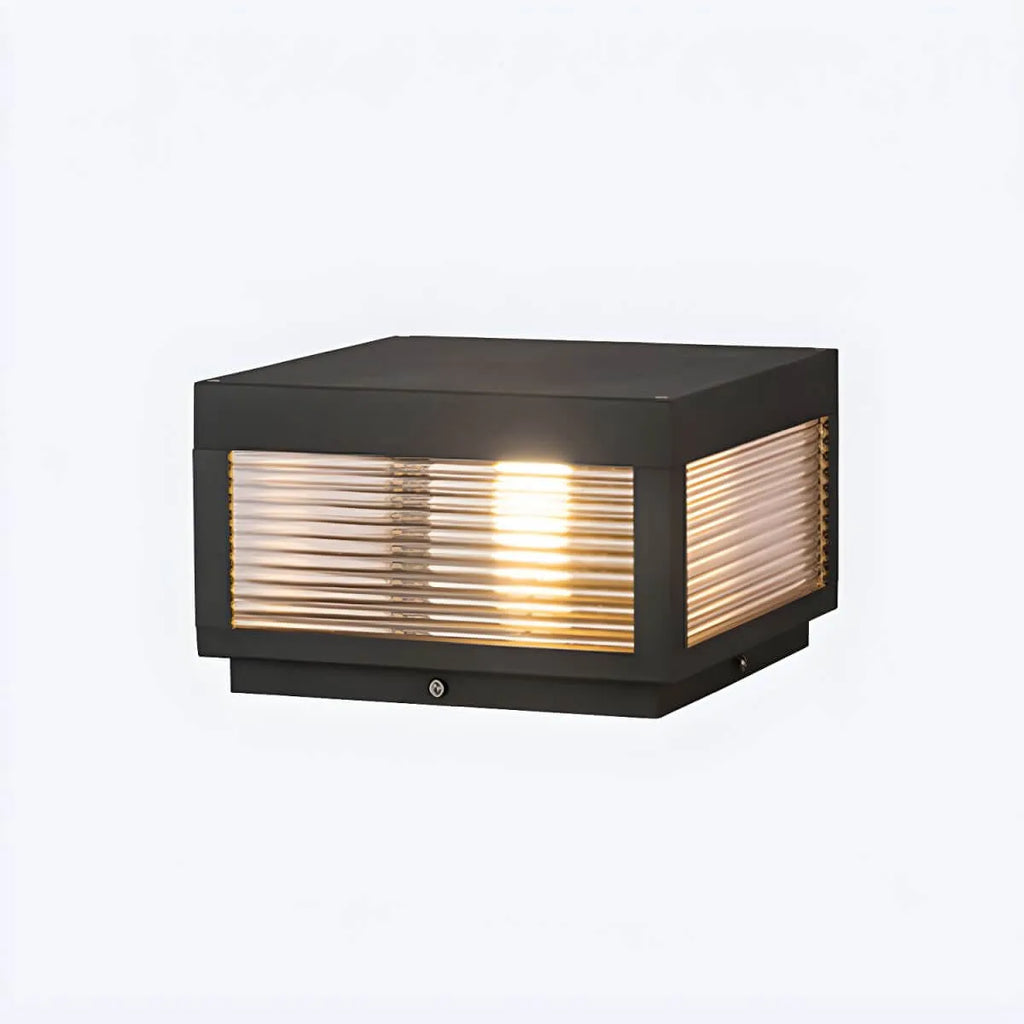 Modern Square Metal Outdoor Pillar Lamp – Waterproof Tabletop Light