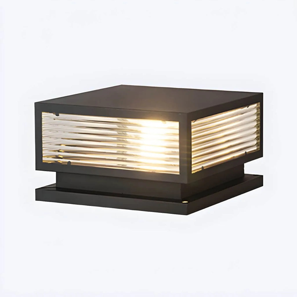 Modern Square Metal Outdoor Pillar Lamp – Waterproof Tabletop Light