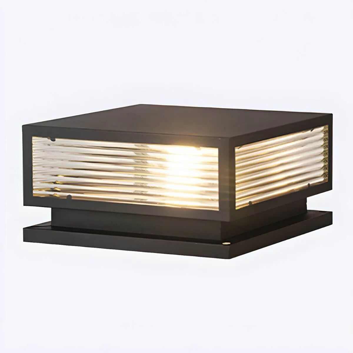 Modern Square Metal Outdoor Pillar Lamp – Waterproof Tabletop Light
