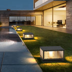 Modern Square Metal Outdoor Pillar Lamp – Waterproof Tabletop Light