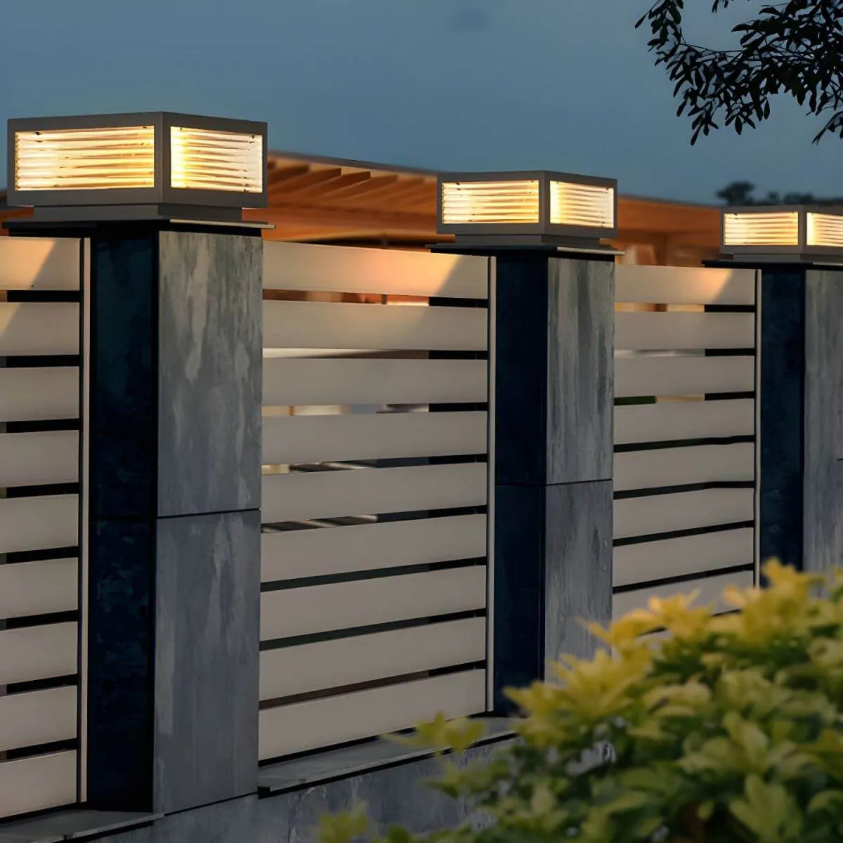 Modern Square Metal Outdoor Pillar Lamp – Waterproof Tabletop Light