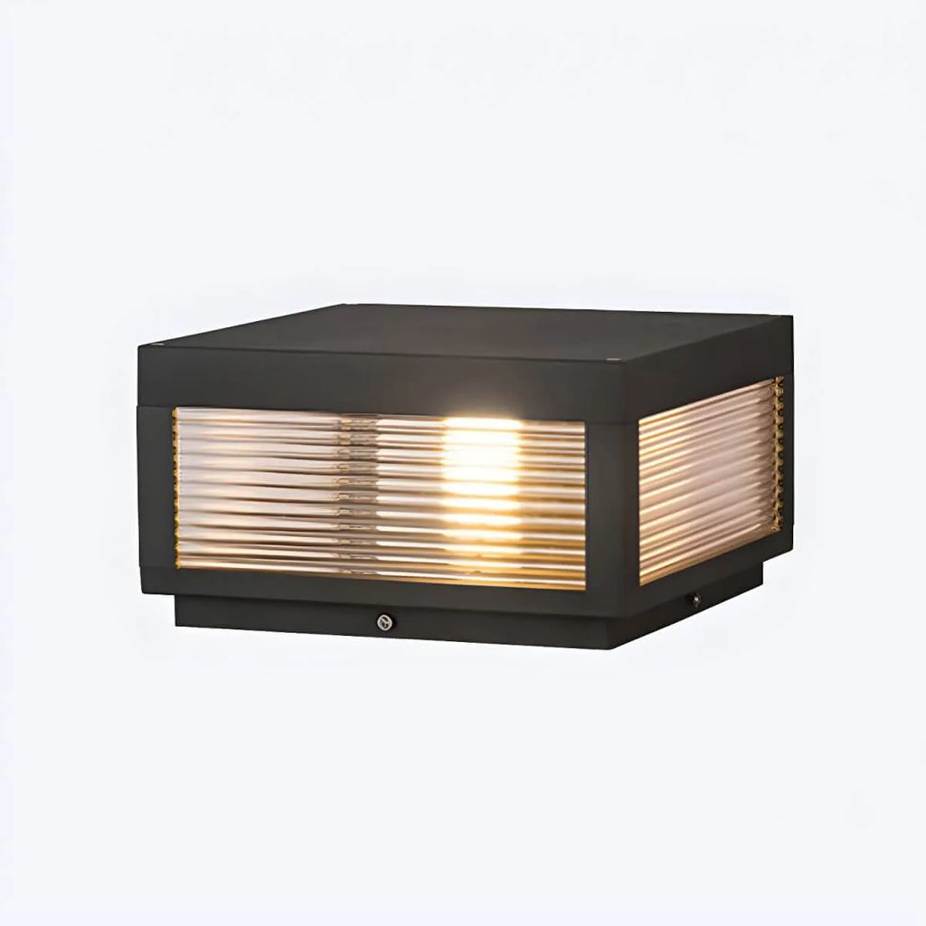 Modern Square Metal Outdoor Pillar Lamp – Waterproof Tabletop Light