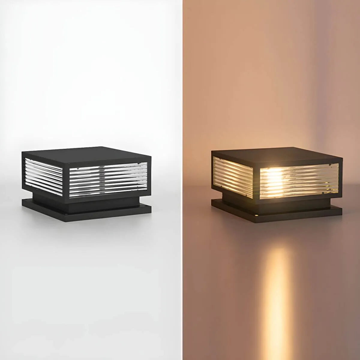 Modern Square Metal Outdoor Pillar Lamp – Waterproof Tabletop Light