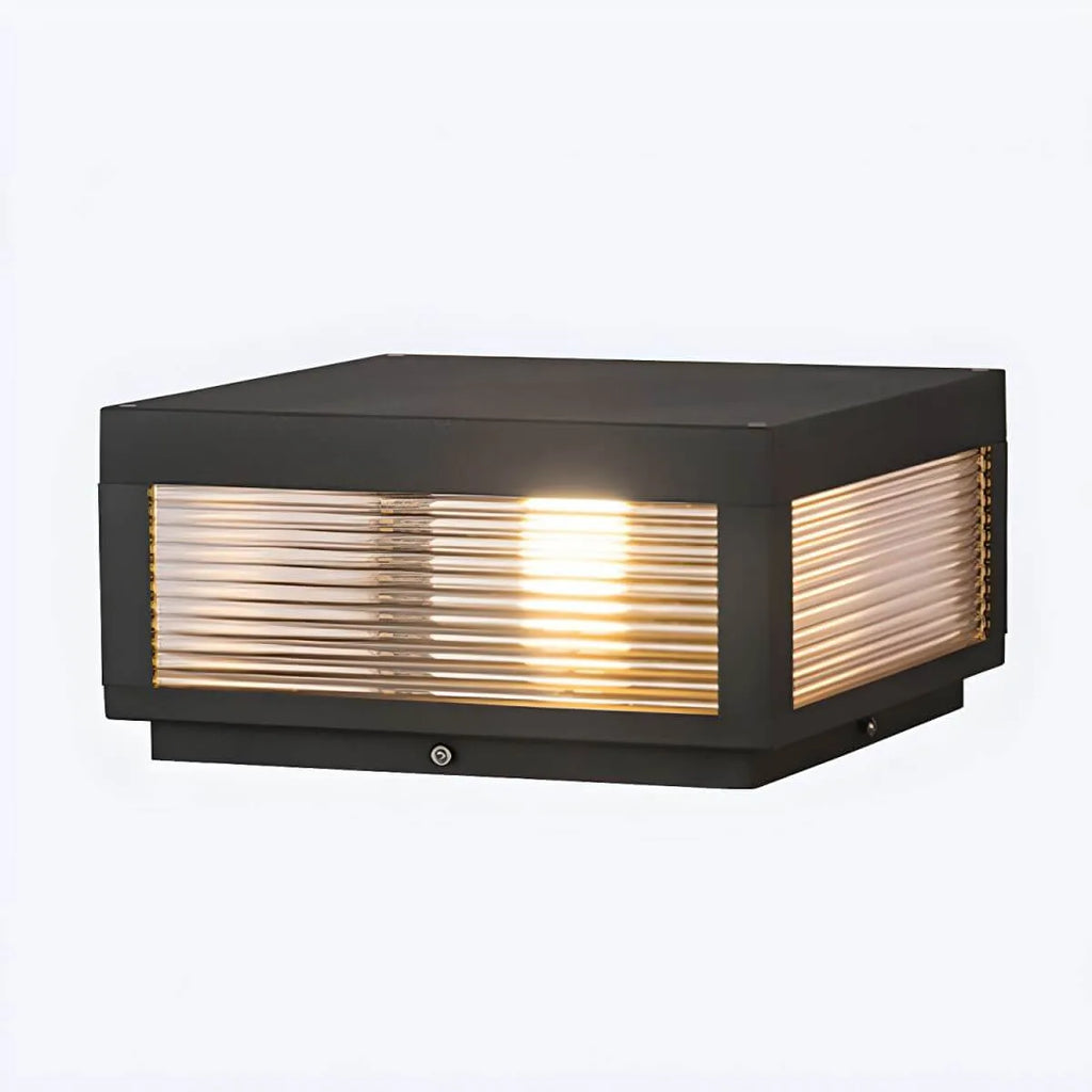 Modern Square Metal Outdoor Pillar Lamp – Waterproof Tabletop Light