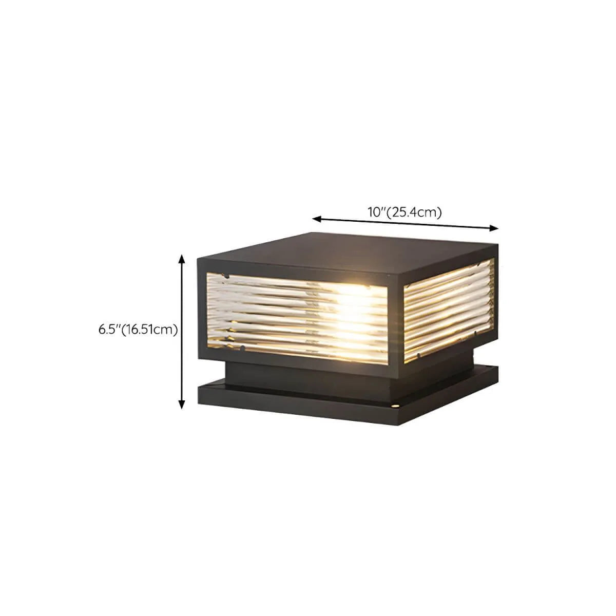 Modern Square Metal Outdoor Pillar Lamp – Waterproof Tabletop Light Dimensions