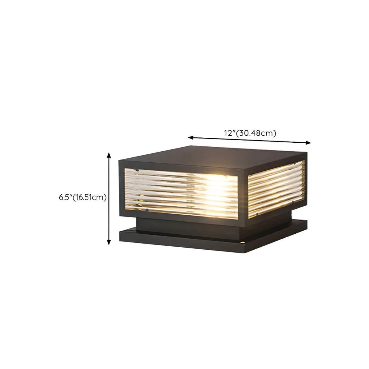 Modern Square Metal Outdoor Pillar Lamp – Waterproof Tabletop Light Dimensions
