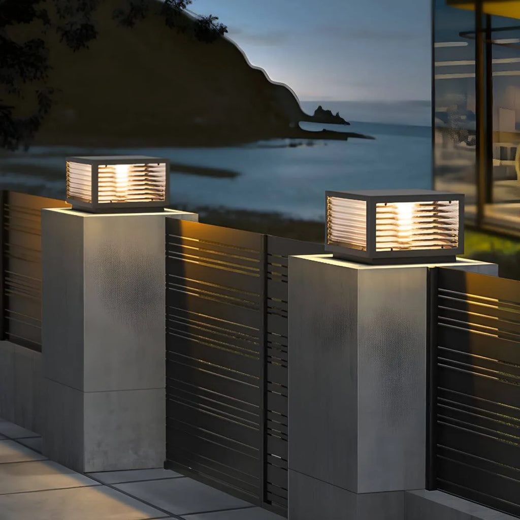 Modern Square Metal Outdoor Pillar Lamp – Waterproof Tabletop Light Main Product Image