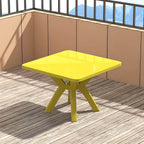 Modern Square Plastic Dining Table for Patio – Waterproof & Umbrella-Ready
