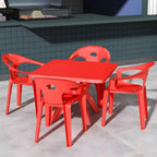 Modern Square Plastic Dining Table for Patio – Waterproof & Umbrella-Ready