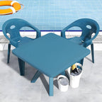 Modern Square Plastic Dining Table for Patio – Waterproof & Umbrella-Ready