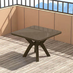 Modern Square Plastic Dining Table for Patio – Waterproof & Umbrella-Ready