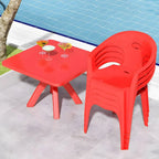 Modern Square Plastic Dining Table for Patio – Waterproof & Umbrella-Ready