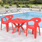Modern Square Plastic Dining Table for Patio – Waterproof & Umbrella-Ready