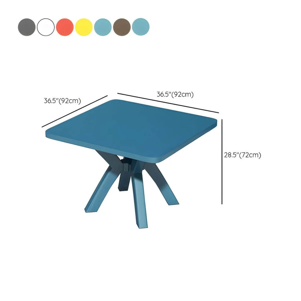 Modern Square Plastic Dining Table for Patio – Waterproof & Umbrella-Ready Dimensions