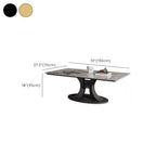 Modern Square/Rectangle Sintered Stone Coffee Table with Abstract Metal Base Dimensions