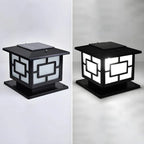 Modern Square Solar Outdoor Table Lamp with Geometric Metal Frame