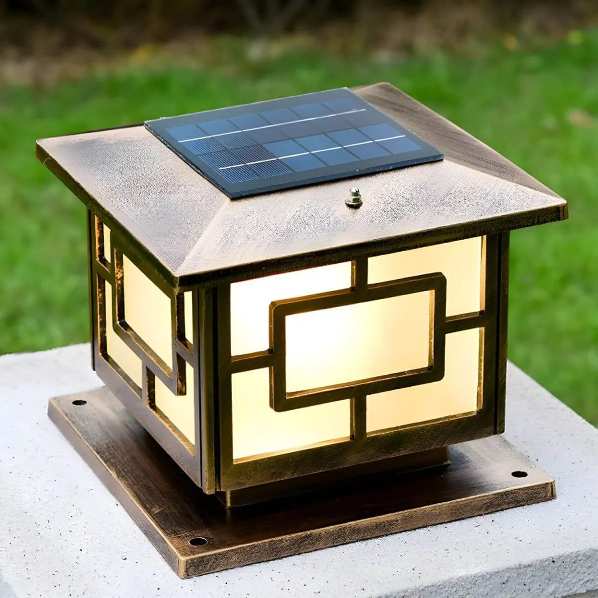 Modern Square Solar Outdoor Table Lamp with Geometric Metal Frame Imagen secundaria del producto