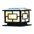 Modern Square Solar Outdoor Table Lamp with Geometric Metal Frame
