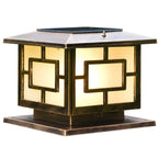 Modern Square Solar Outdoor Table Lamp with Geometric Metal Frame
