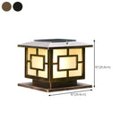Modern Square Solar Outdoor Table Lamp with Geometric Metal Frame Dimensions