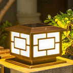 Modern Square Solar Outdoor Table Lamp with Geometric Metal Frame Main Product Image