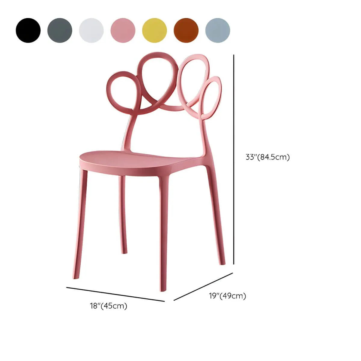 Modern Stackable Plastic Side Chair – Indoor/Outdoor Use Dimensions