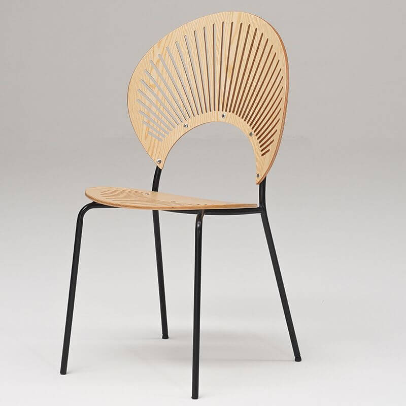 Modern Stackable Wood Side Chair with Metal Legs