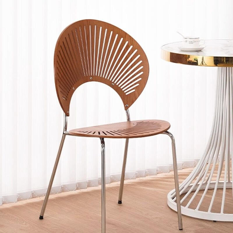 Modern Stackable Wood Side Chair with Metal Legs Secondary image