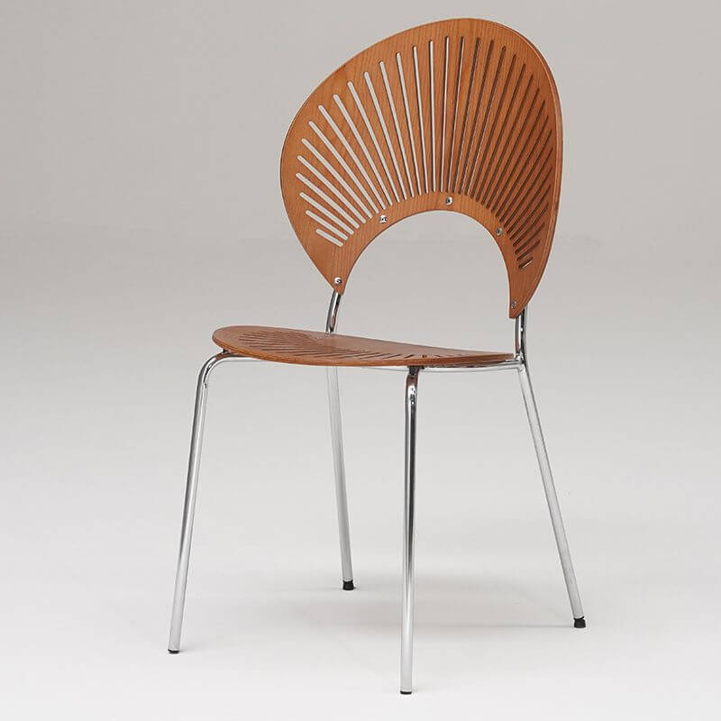 Modern Stackable Wood Side Chair with Metal Legs