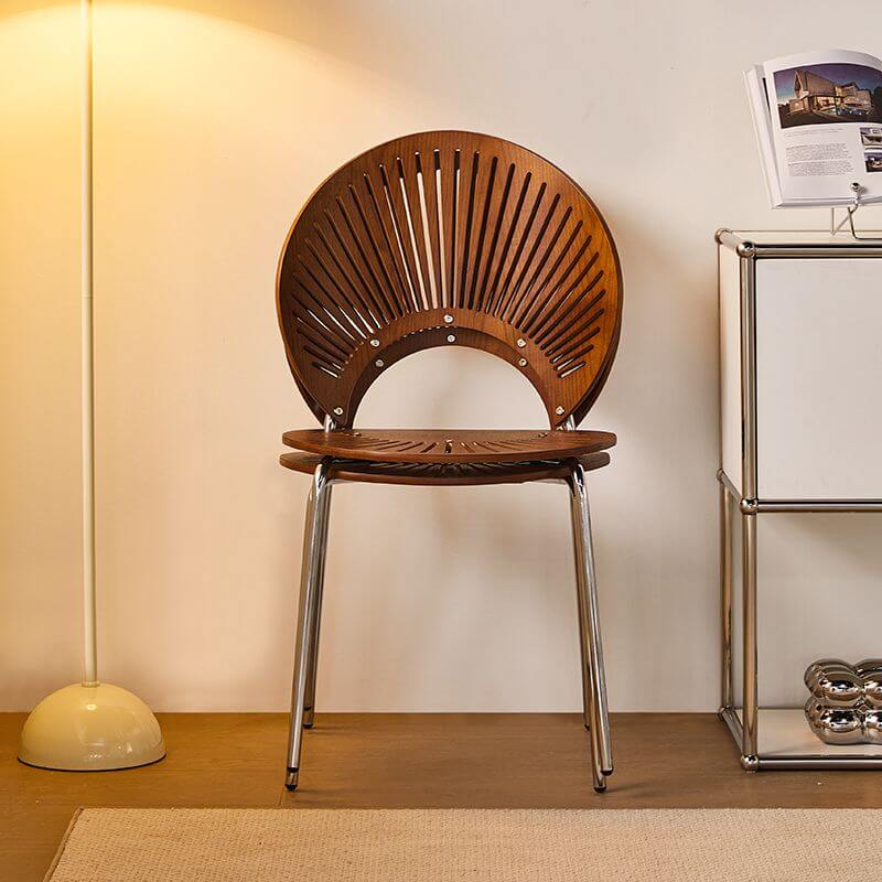 Modern Stackable Wood Side Chair with Metal Legs Main Product Image