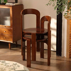 Modern Stackable Wood Side Chair with Open Back – Art Deco Dining Seating