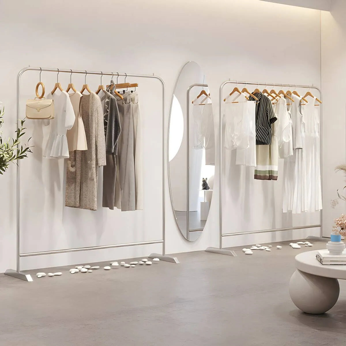 Modern Stainless Steel Free-Standing Coat Rack in Matte Silver Main Product Image Main image