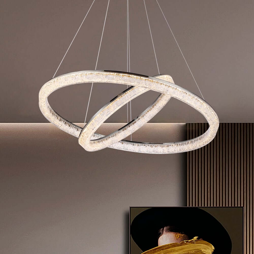 Modern Stainless Steel Tiered Chandelier with Adjustable Height and 3-Color LED Lighting Secondary image