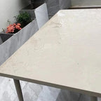 Modern Steel Frame Outdoor Dining Table in Soft Greige