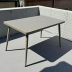 Modern Steel Frame Outdoor Dining Table in Soft Greige