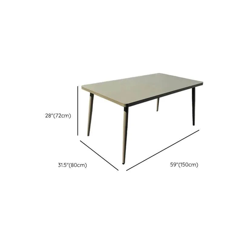 Modern Steel Frame Outdoor Dining Table in Soft Greige Dimensions