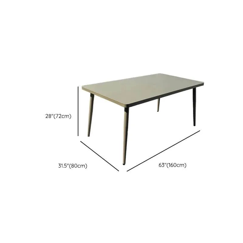 Modern Steel Frame Outdoor Dining Table in Soft Greige Dimensions