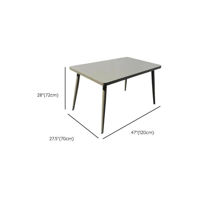 Modern Steel Frame Outdoor Dining Table in Soft Greige Dimensions