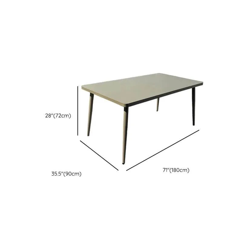 Modern Steel Frame Outdoor Dining Table in Soft Greige Dimensions