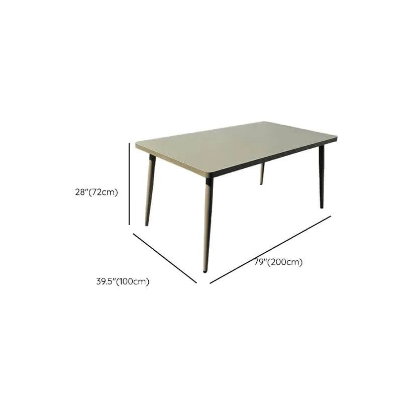 Modern Steel Frame Outdoor Dining Table in Soft Greige Dimensions