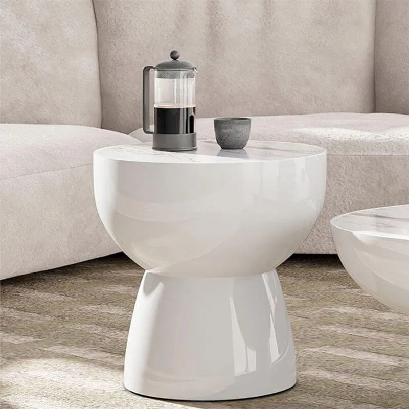 Modern Stone Coffee Table with Sculptural Pedestal Base